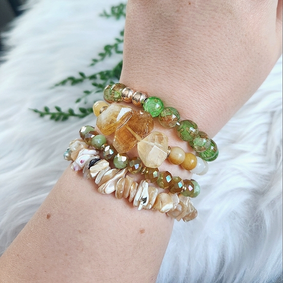 NWT Ryze Natural Stone Citrine and Dyed Agate Beaded Staxx Bracelets - Set of 4 - Picture 7 of 8